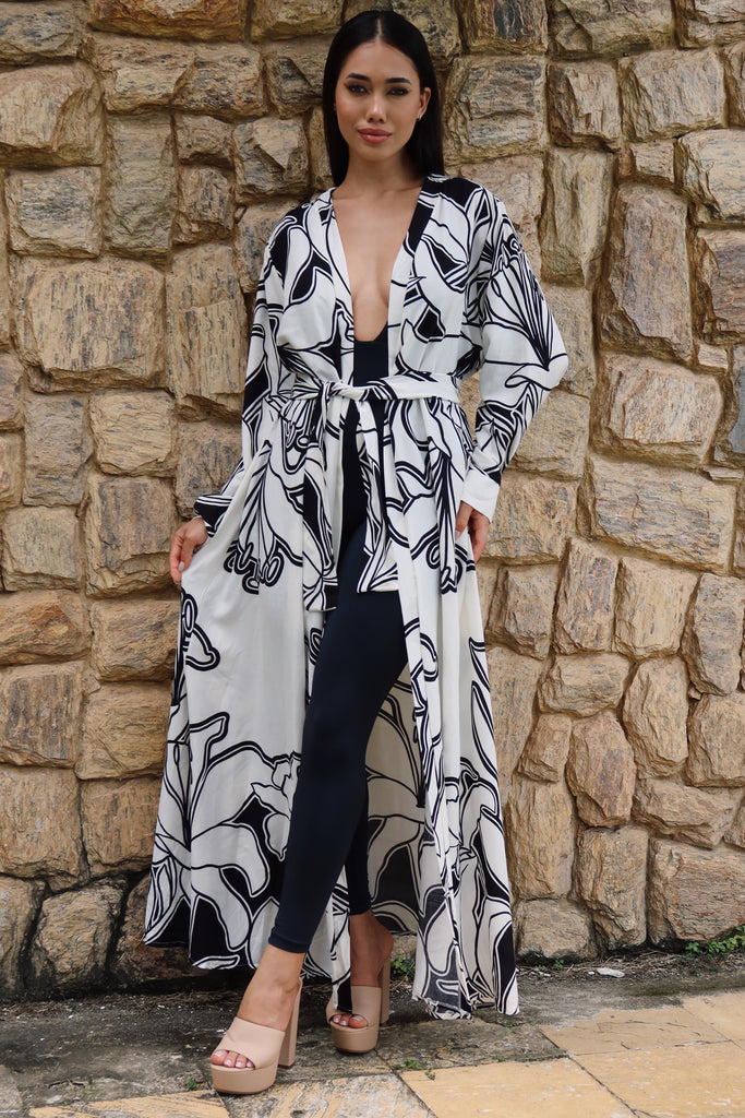 Morgan Robe Longue Robe t Imprime Private Beach Cover Up Kimono Morgan Robe Longue Robe t Imprime Private Beach Cover Up Kimono