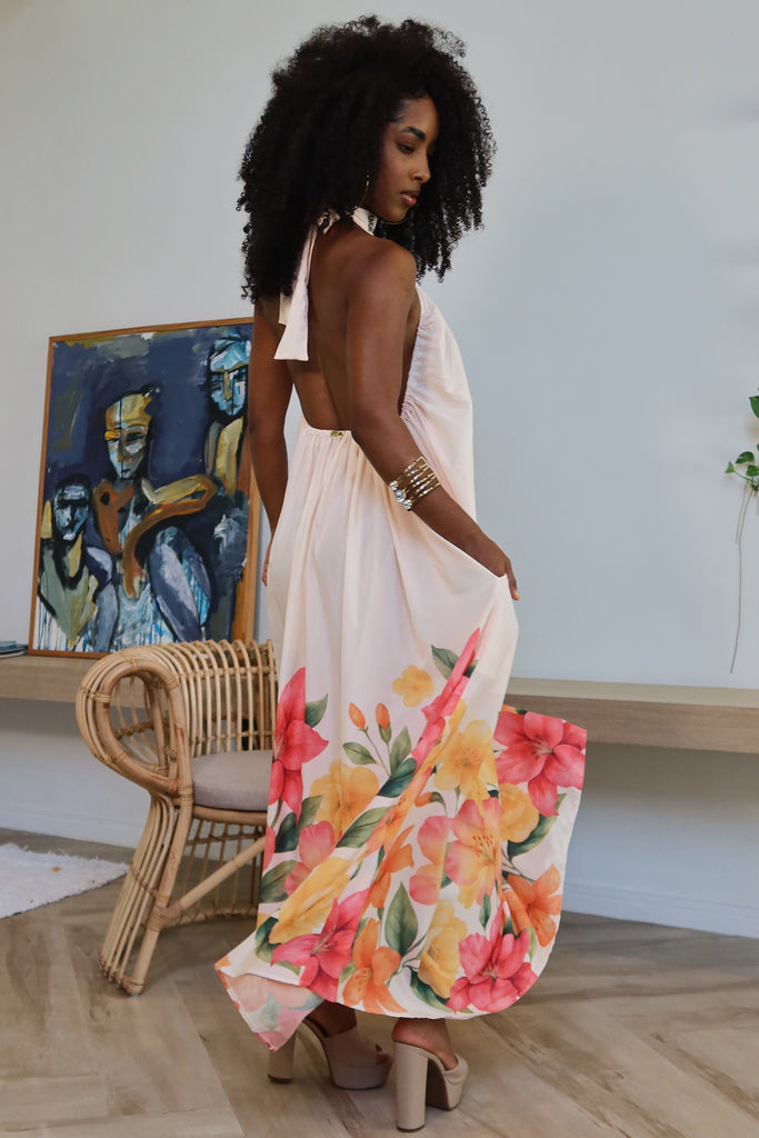 gypsy dress Hibiscus Turtle Neck Gypsy Dress