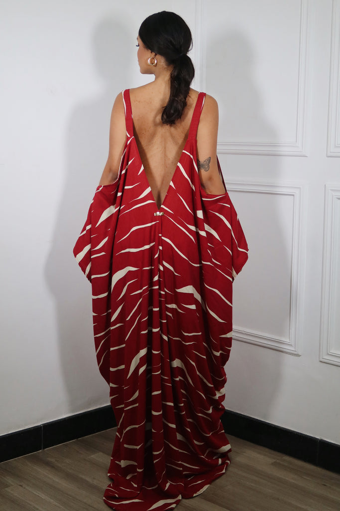 Red Moon Cut Out Kaftan