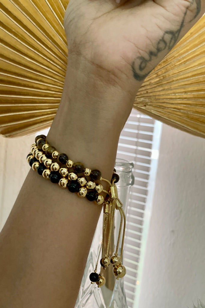 Onyx Black Bead Gold Filled Bracelet